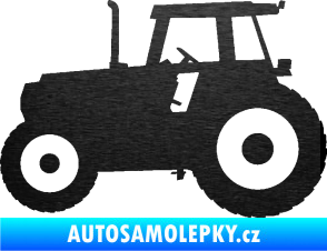 Samolepka Traktor 001 levá škrábaný kov černý