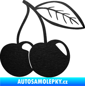 Samolepka Třešně 003 pravá škrábaný kov černý