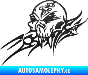 Samolepka Tribal skull levá lebka škrábaný kov černý