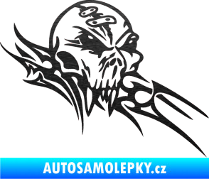 Samolepka Tribal skull pravá lebka škrábaný kov černý