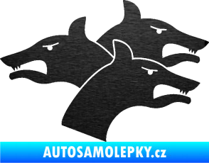 Samolepka Trojhlavý pes kerberos pravá škrábaný kov černý