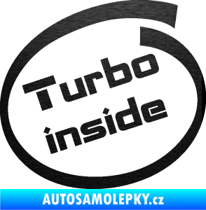 Samolepka Turbo inside škrábaný kov černý