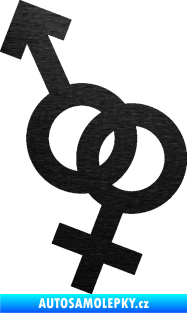 Samolepka Ty a já 001 symbol pro muže a ženu škrábaný kov černý
