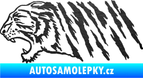 Samolepka Tygr 004 levá škrábaný kov černý