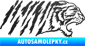 Samolepka Tygr 004 pravá škrábaný kov černý