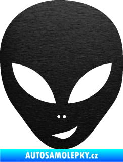 Samolepka UFO 003 pravá škrábaný kov černý