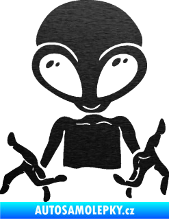 Samolepka UFO 006 levá škrábaný kov černý