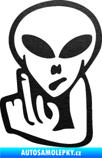 Samolepka UFO 008 levá škrábaný kov černý