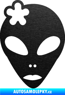 Samolepka UFO 009 slečna s kytičkou levá škrábaný kov černý