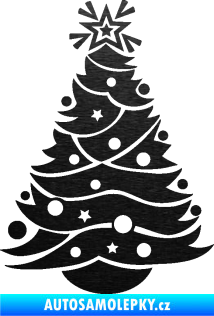 Samolepka Vánoční stromeček 002 škrábaný kov černý