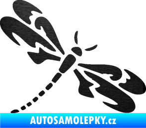 Samolepka Vážka 001 pravá škrábaný kov černý