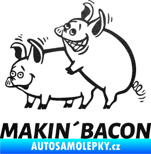 Samolepka Veselá prasátka makin bacon levá škrábaný kov černý