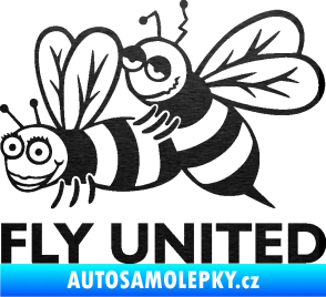 Samolepka Veselé vosy fly united levá škrábaný kov černý