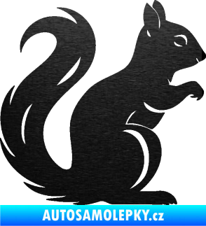 Samolepka Veverka 004 pravá škrábaný kov černý