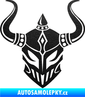 Samolepka Vikingská helma škrábaný kov černý
