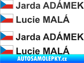 Samolepka Vlajka ČR se jménem škrábaný kov černý