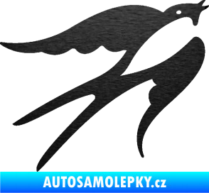 Samolepka Vlaštovka 003 pravá škrábaný kov černý