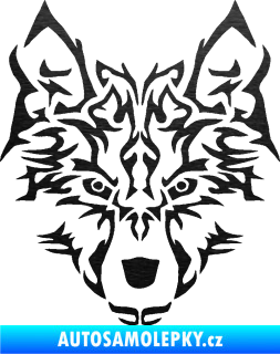 Samolepka Vlk 005 škrábaný kov černý