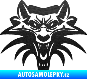 Samolepka Vlk 022 škrábaný kov černý