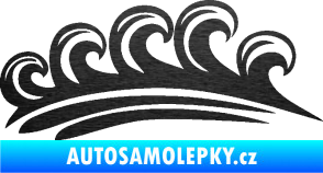 Samolepka Vlny 001 pravá moře škrábaný kov černý