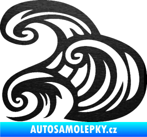 Samolepka Vlny 004 levá moře škrábaný kov černý