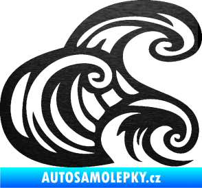 Samolepka Vlny 004 pravá moře škrábaný kov černý