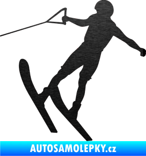 Samolepka Vodní lyže 001 levá škrábaný kov černý