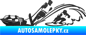 Samolepka Vodní lyžování a surf levá škrábaný kov černý