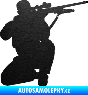 Samolepka Voják 010 pravá sniper škrábaný kov černý