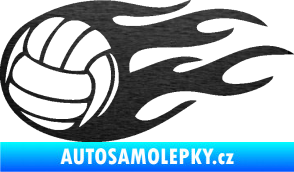 Samolepka Volejbalový míč 002 levá škrábaný kov černý