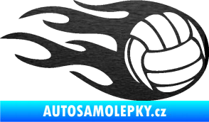 Samolepka Volejbalový míč 002 pravá škrábaný kov černý