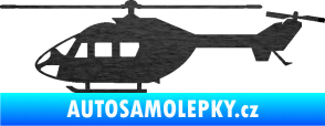 Samolepka Vrtulník 001 levá helikoptéra škrábaný kov černý