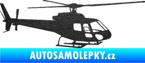 Samolepka Vrtulník 002 pravá helikoptéra škrábaný kov černý