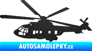 Samolepka Vrtulník 003 levá helikoptéra škrábaný kov černý