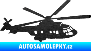 Samolepka Vrtulník 003 pravá helikoptéra škrábaný kov černý