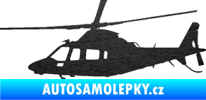Samolepka Vrtulník 004 levá helikoptéra škrábaný kov černý