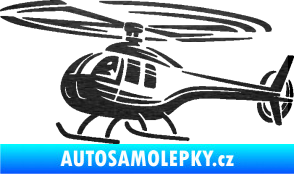Samolepka Vrtulník 012 levá helikoptéra škrábaný kov černý