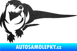Samolepka Vydra 001 pravá škrábaný kov černý