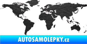 Samolepka World mapa světa škrábaný kov černý
