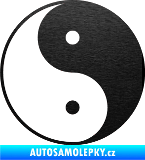 Samolepka Yin yang - logo JIN a JANG škrábaný kov černý