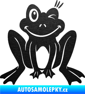 Samolepka Žába 010 pravá mrkající škrábaný kov černý