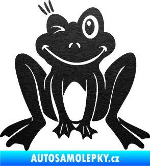 Samolepka Žába 010 levá mrkající škrábaný kov černý