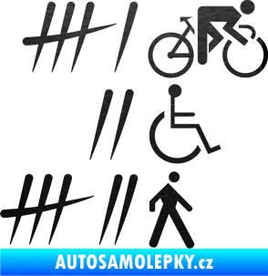 Samolepka Zářezy 001 pravá škrábaný kov černý