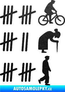 Samolepka Zářezy 002 pravá škrábaný kov černý