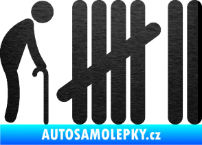 Samolepka Zářezy 005  škrábaný kov černý