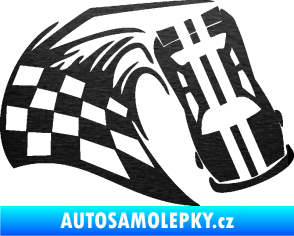 Samolepka Závodní auto 005 pravá škrábaný kov černý