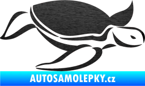 Samolepka Želva 002 pravá škrábaný kov černý