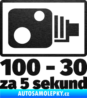 Samolepka Zpomalení před radarem ze 100 na 30 za 5 sekund škrábaný kov černý