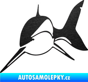 Samolepka Žralok 004 levá škrábaný kov černý