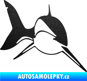 Samolepka Žralok 004 pravá škrábaný kov černý